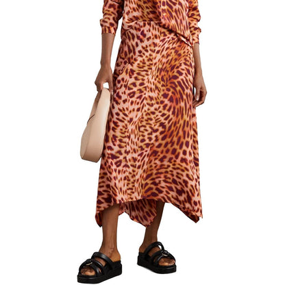 Stella McCartney Orange Silk Midi Skirt