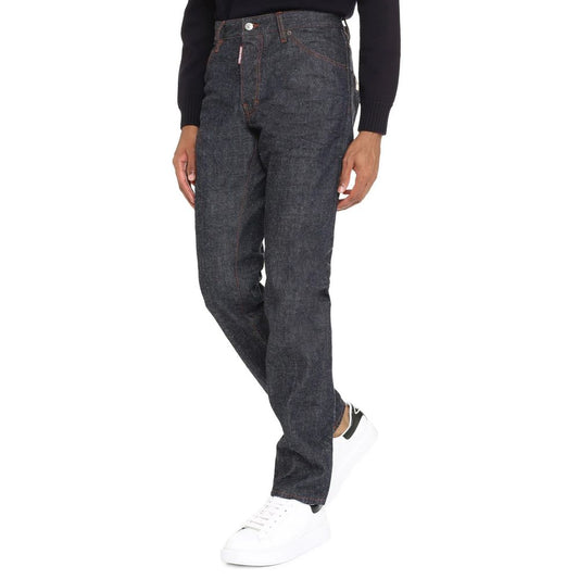 Dsquared² Blue Cotton Straight-Leg Jeans