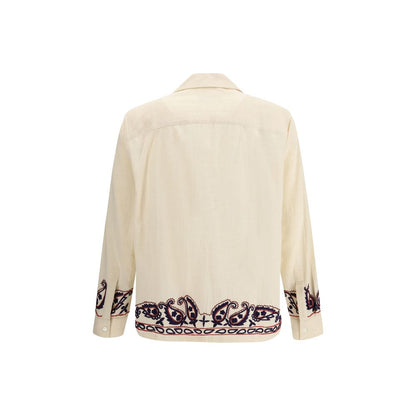 Baziszt Beige Silk Pattern Shirt