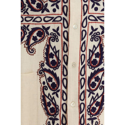 Baziszt Beige Silk Pattern Shirt