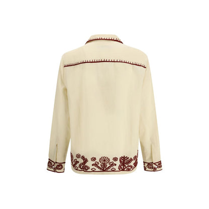 Baziszt Beige Hemp Pattern Shirt