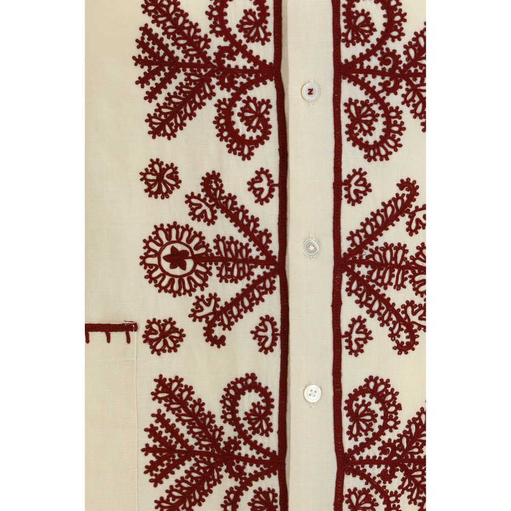 Baziszt Beige Hemp Pattern Shirt