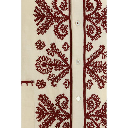 Baziszt Beige Hemp Pattern Shirt