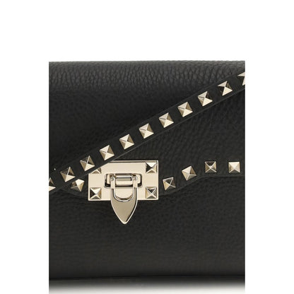 Valentino Garavani Black Calf Leather Bos Taurus Shoulder Bag