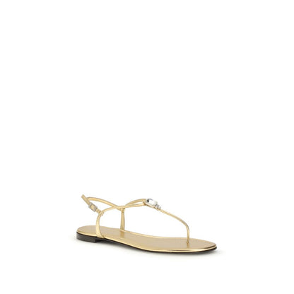 Giuseppe Zanotti Gold Calf Leather Bos Taurus Sandals