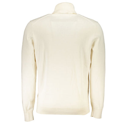 Hugo Boss White Cotton Turtleneck