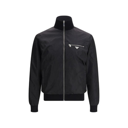 Prada Black Fleece Wool Shell Jacket