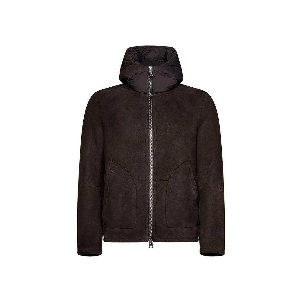 Herno Brown Lambskin Shell Jacket
