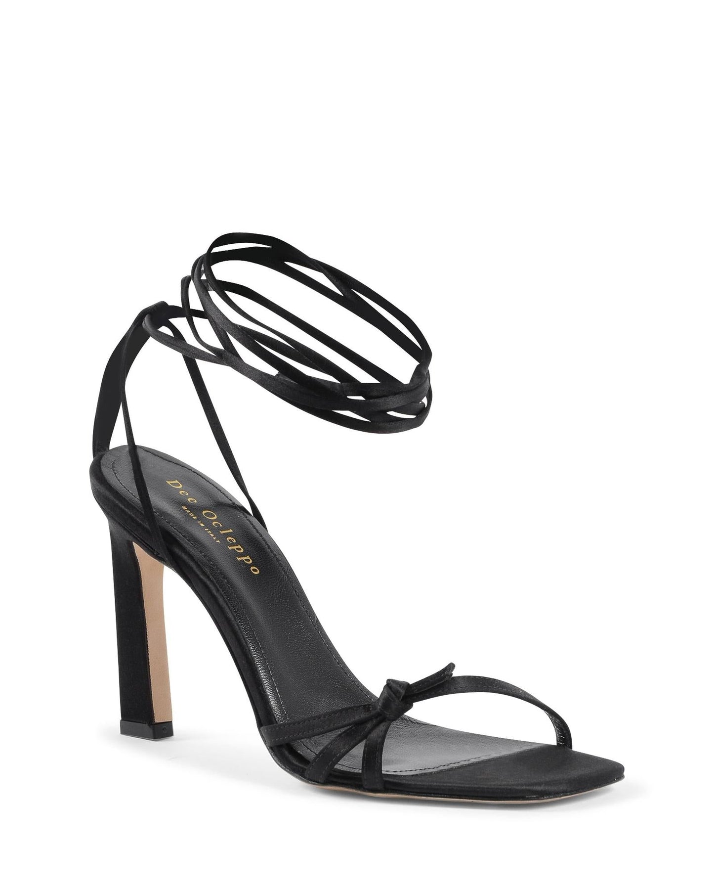 Dee Ocleppo Black Satin Strap-On Sandals