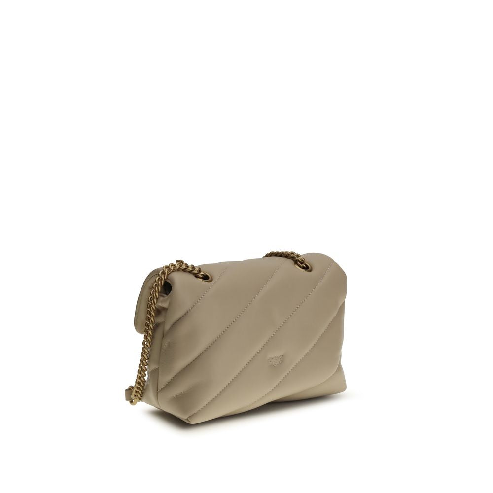 PINKO Beige Calf Leather Bos Taurus Shoulder Bag