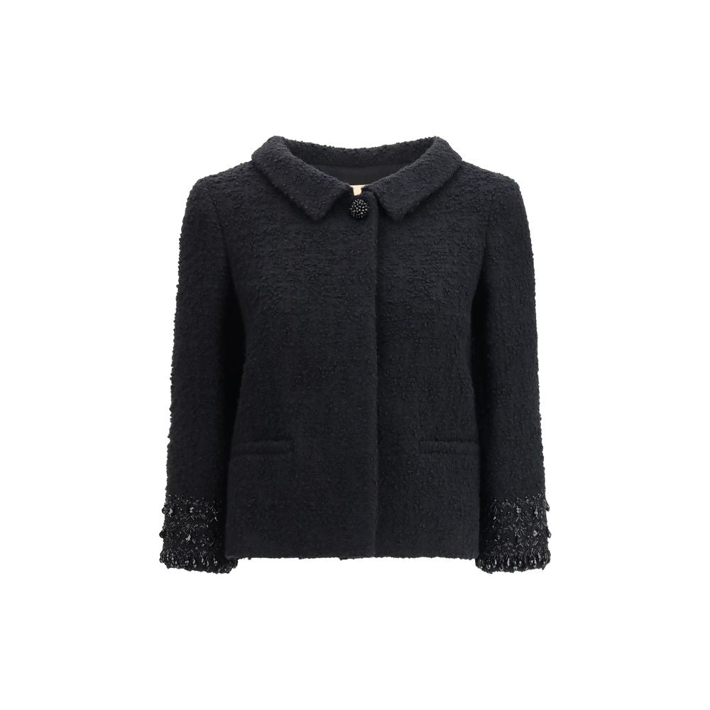 Valentino Black Wool Biker Jacket