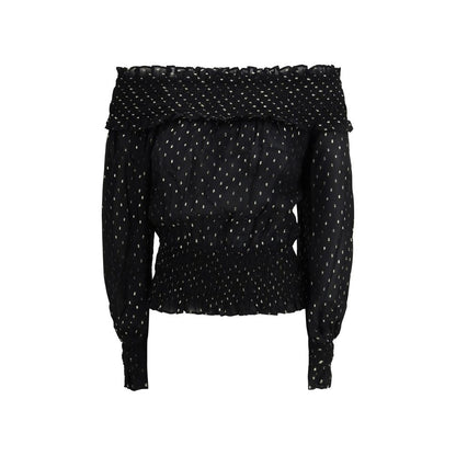 Self-Portrait Black Viscose Blouse