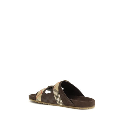 Burberry Brown Calf Leather Bos Taurus Flat Sandals