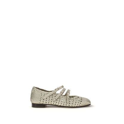 Carel Paris Silver Calf Leather Bos Taurus Ballet Flats