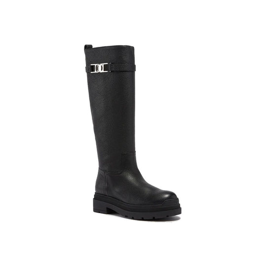 Salvatore Ferragamo Black Calfskin Over The Knee