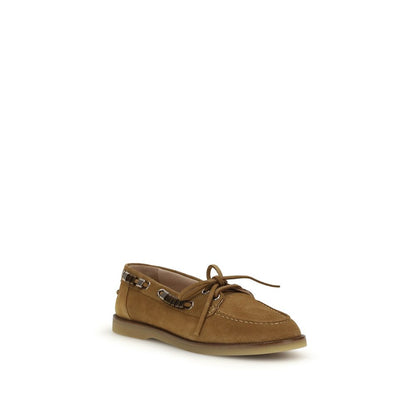 PINKO Brown Calf Leather Bos Taurus Slip-On Loafers