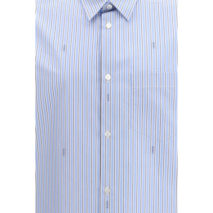 Gucci Blue Cotton Pattern Shirt