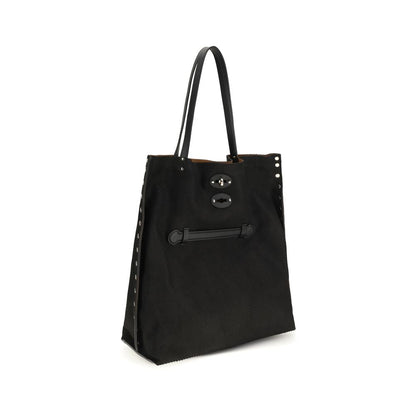 Zanellato Black Calf Leather Bos Taurus Shoulder Bag