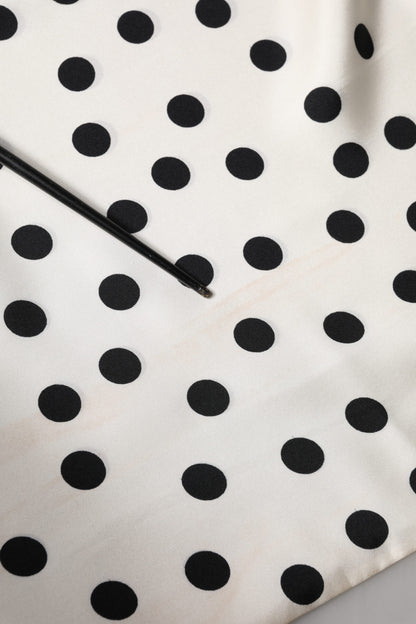 Dolce & Gabbana White Black Polka Dot Neck Wrap Foulard 165.5cmx32cm Scarf