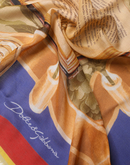 Dolce & Gabbana Multicolor Italy China Shawl Wrap 140cm x 130cm  Scarf