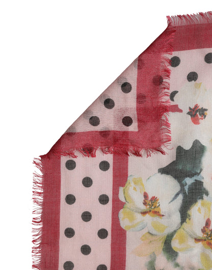 Dolce & Gabbana Multicolor Floral Print Square Stole 133cm x 133cm Scarf