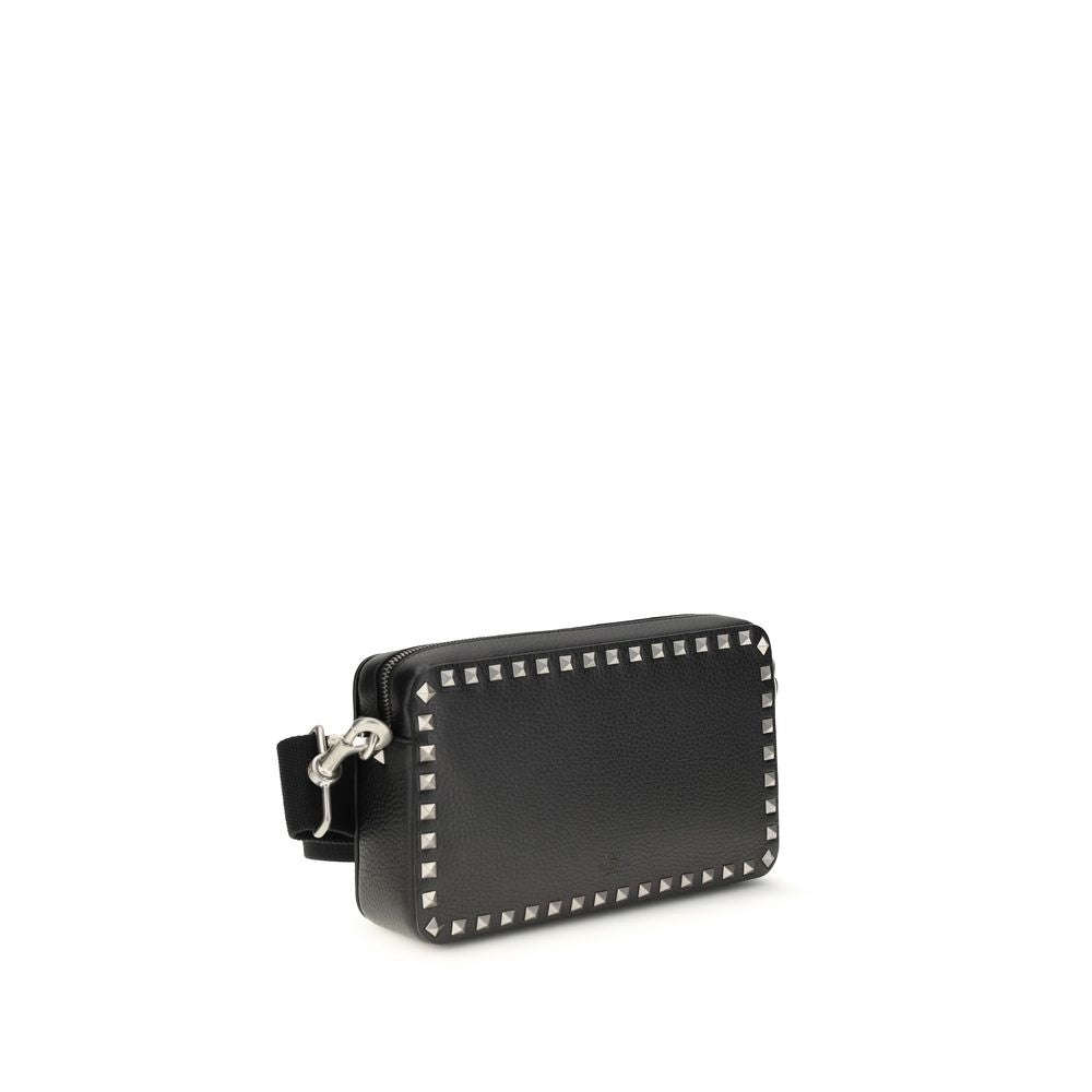 Valentino Garavani Black Calf Leather Bos Taurus Shoulder Bag
