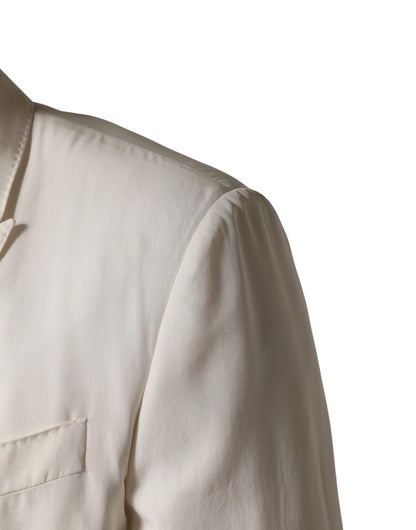 Dolce & Gabbana White Cotton Single Breasted Jacket Blazer