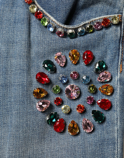 Dolce & Gabbana Blue Embellished Loose Cotton Men Denim Jeans