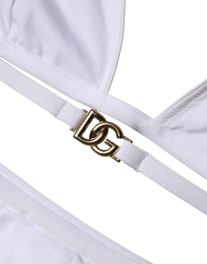 Dolce & Gabbana White Logo Swimsuit 2 Piece Top Bottom Swimwear