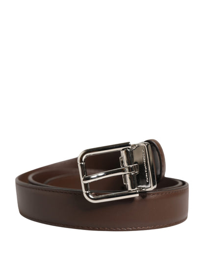 Dolce & Gabbana Belt Men Brown Classic Leather Metal Buckle Belt