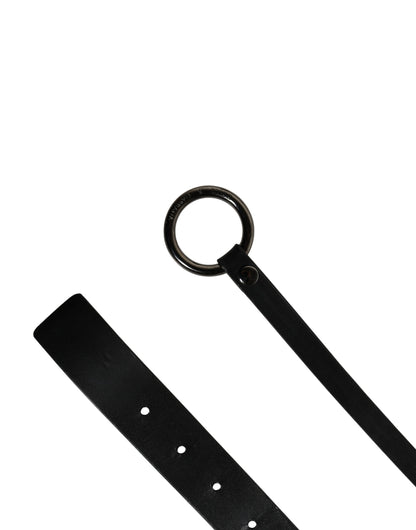Dolce & Gabbana Men Black Calfskin Leather Metal Buckle Belt