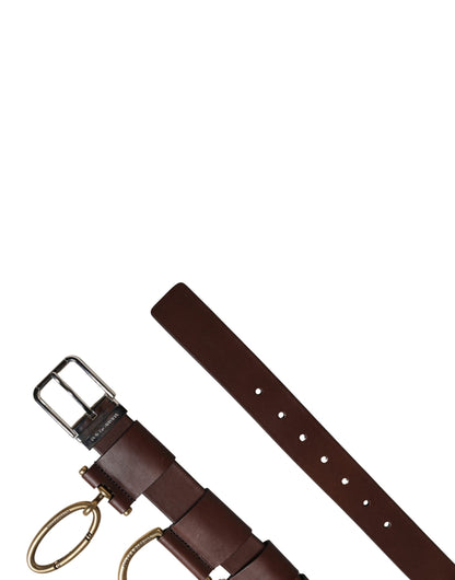 Dolce & Gabbana Men Brown Classic Leather Metal Buckle Belt