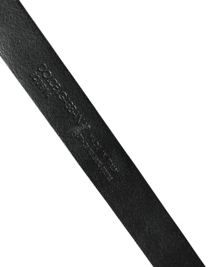 Dolce & Gabbana Men Black Exotic Leather Metal Buckle Belt