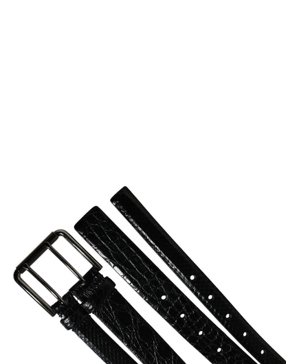 Dolce & Gabbana Men Black Exotic Leather Double Strap Belt