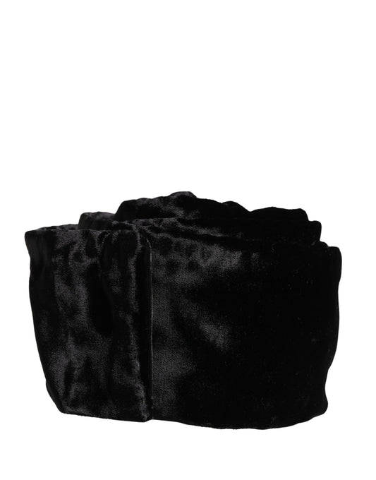 Dolce & Gabbana Black Viscose Satin Waist Women Cintura Belt