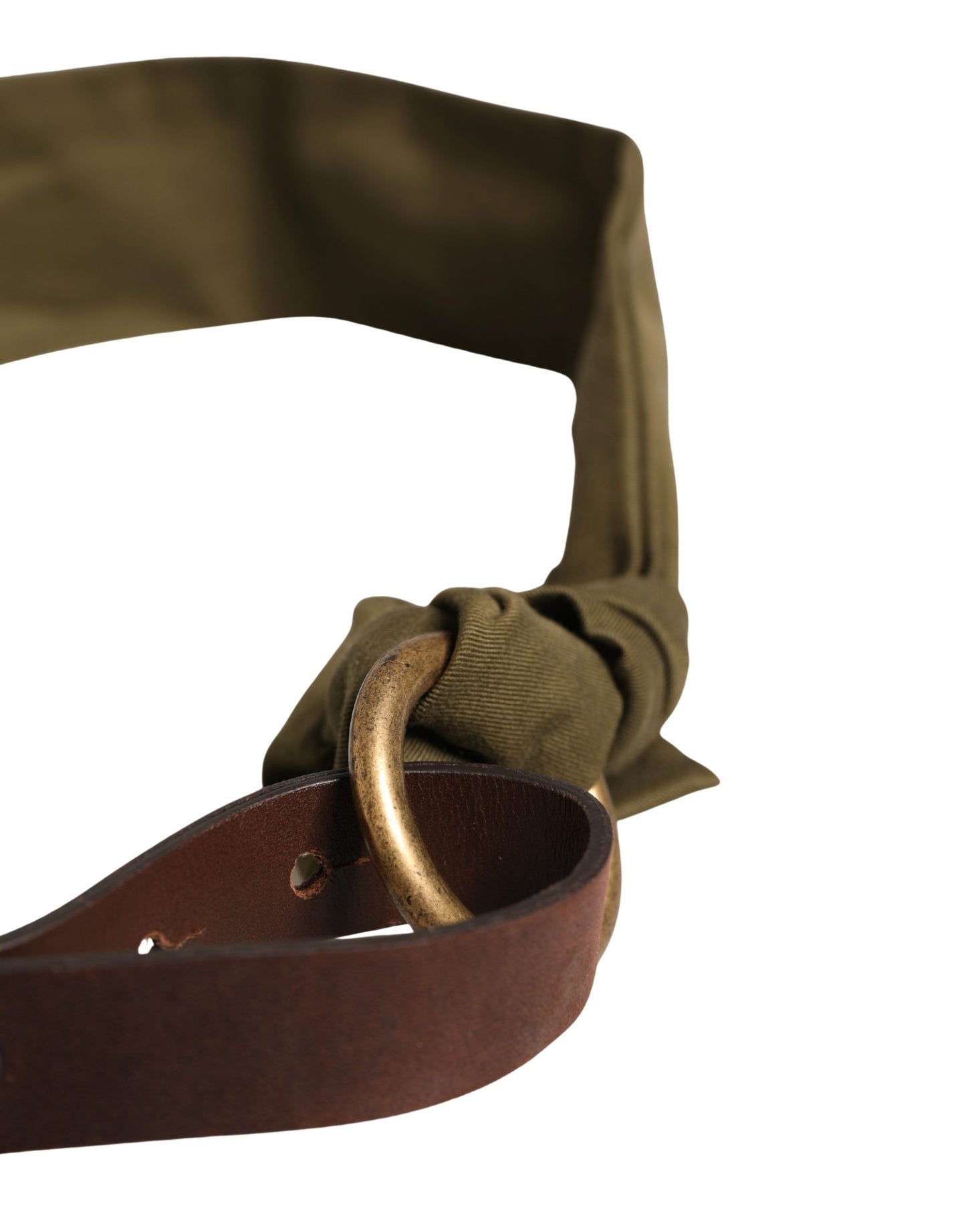 Ermanno Scervino Army Green Cotton Round Buckle Waist Belt