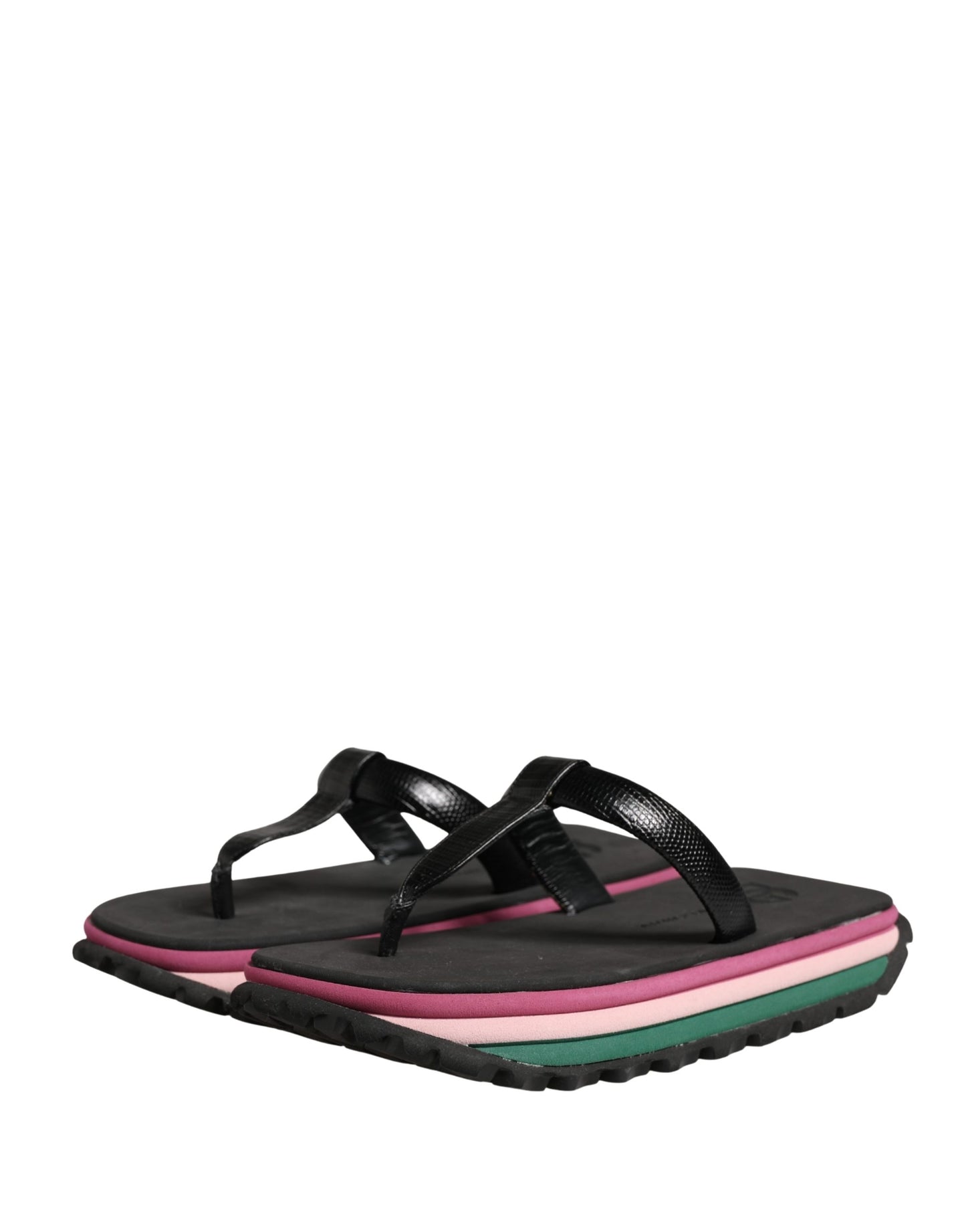 Dolce & Gabbana Multicolor Rubber Chunky Flip Flop Shoes