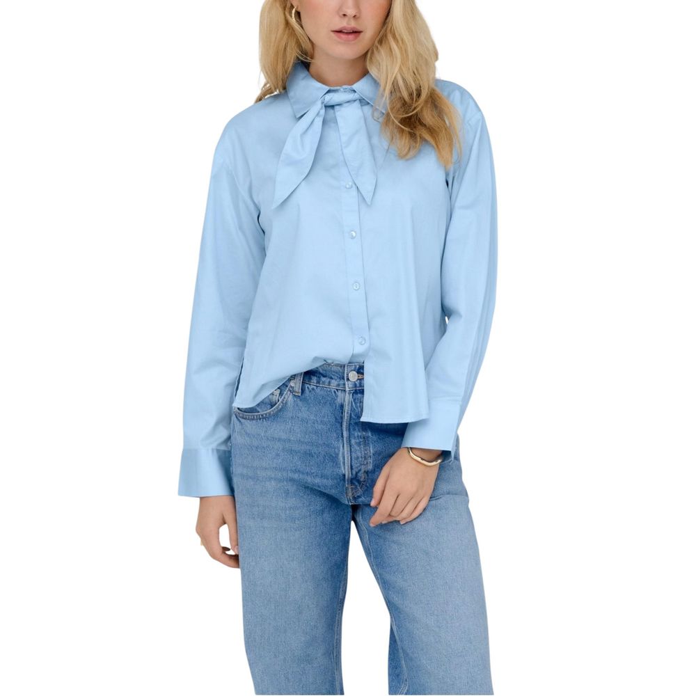 Jacqueline De Yong Blue Cotton Blouse