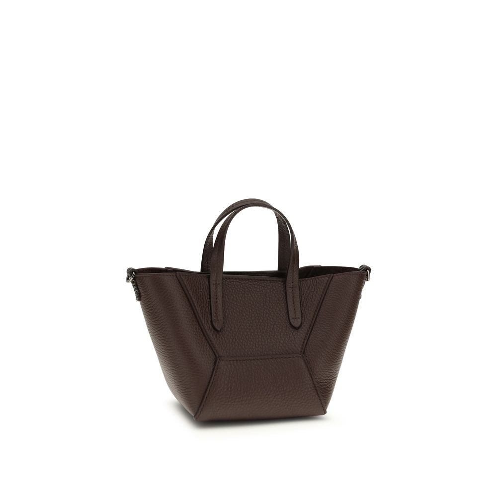 Brunello Cucinelli Bordeaux Calf Leather Bos Taurus Shoulder Bag