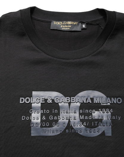 Dolce & Gabbana Black Logo DG Print Cotton Crew Neck T-shirt