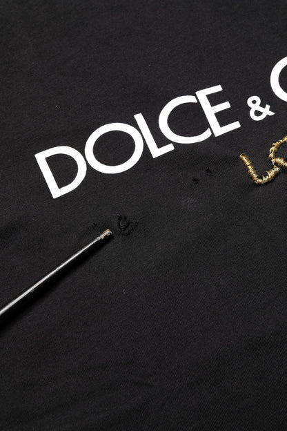 Dolce & Gabbana Black DG London Cotton Men Crew Neck  T-shirt