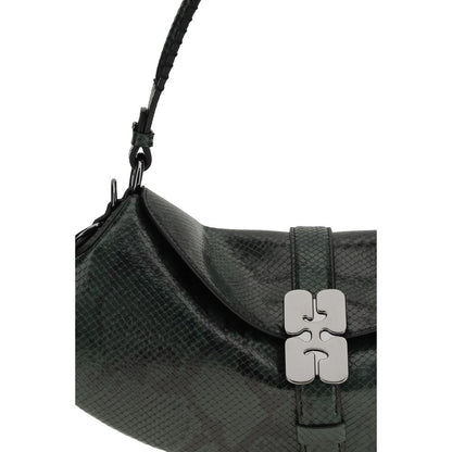 Ganni Blue Recycled Leather Shoulder Bag