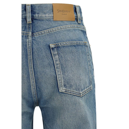 Saint Laurent Blue Cotton Flared Jeans