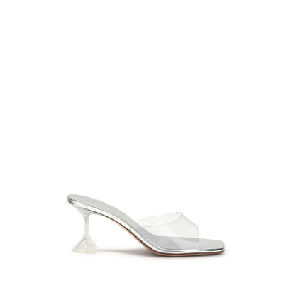 Amina Muaddi Silver Pvc Stiletto Heel Sandals