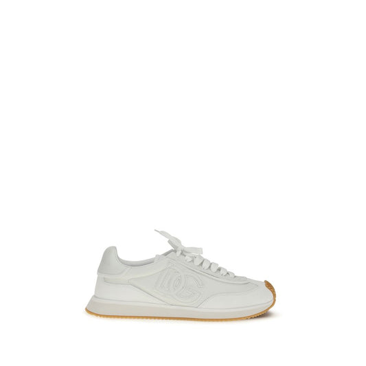 Dolce & Gabbana White Calf Leather Bos Taurus Athletic Sneakers