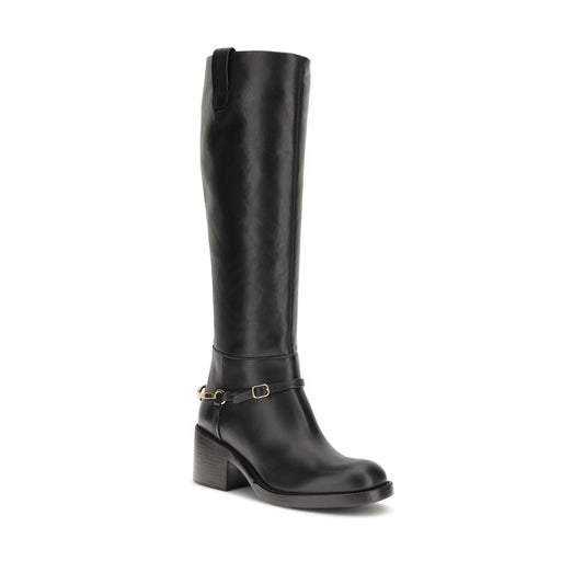 Chloé Black Calf Leather Bos Taurus Lace-Up Boots