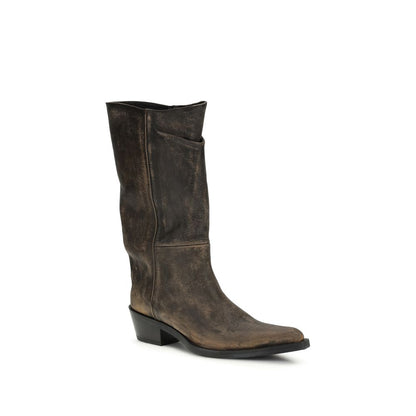 Khaite Brown Calf Leather Bos Taurus Boots