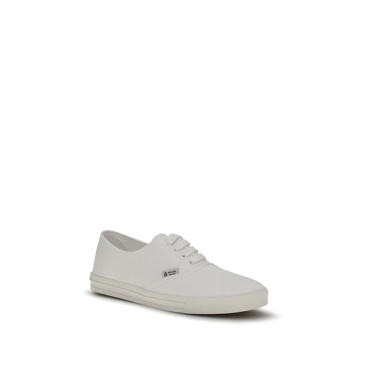 Prada White Cotton Low Top Sneakers