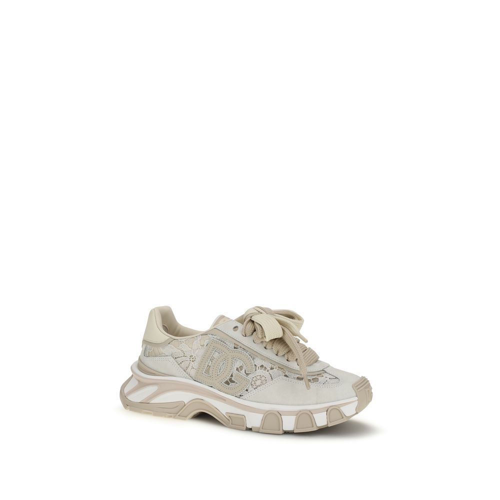 Dolce & Gabbana Beige Polyamide Low Top Sneakers