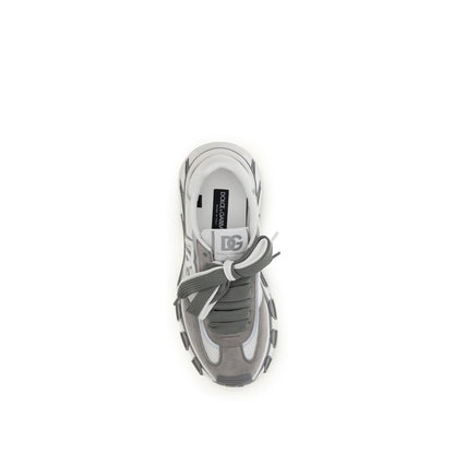 Dolce & Gabbana Gray Calf Leather Bos Taurus Athletic Sneakers